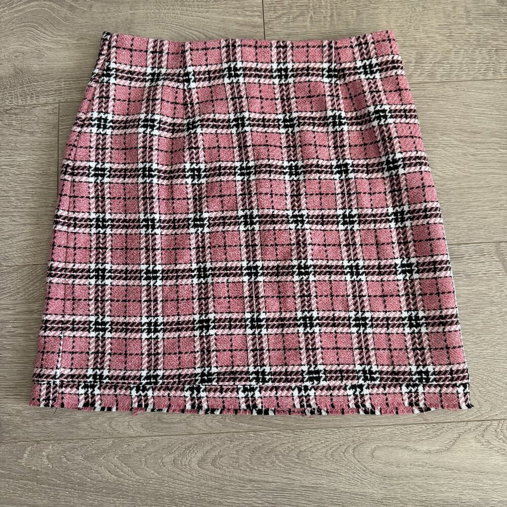 ASOS Design Pink Plaid Tweed Mini Skirt Womens US 6 UK 10